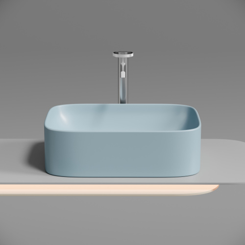 Раковина из сантехнического фарфора Ceramica Nova ELEMENT CN6052ML 50х40 накладная цвет синий без отверстий под смеситель - фото 4